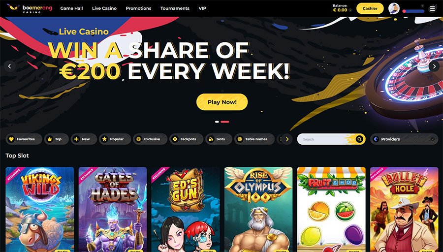 home boomerang Boomerang Casino home page