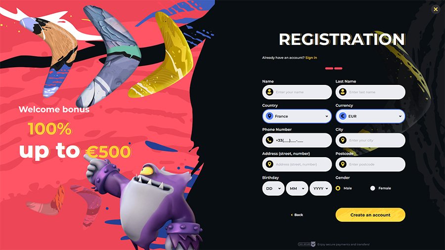 registration 2 boomerang Boomerang Casino sign up step 2