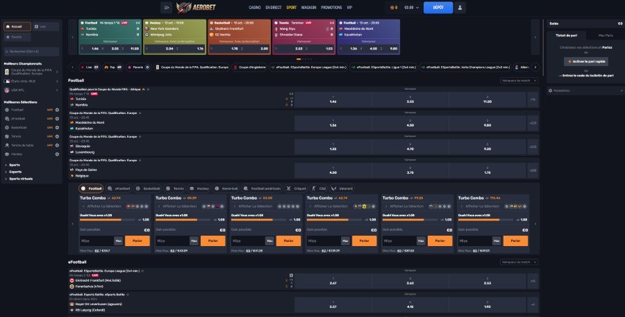 aerobet sports Aerobet Casino sports betting page
