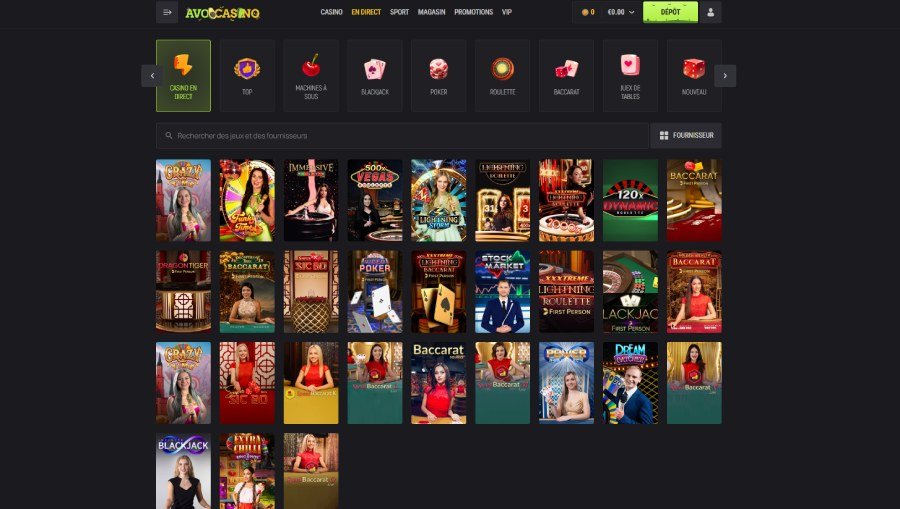 Avocasino live casino