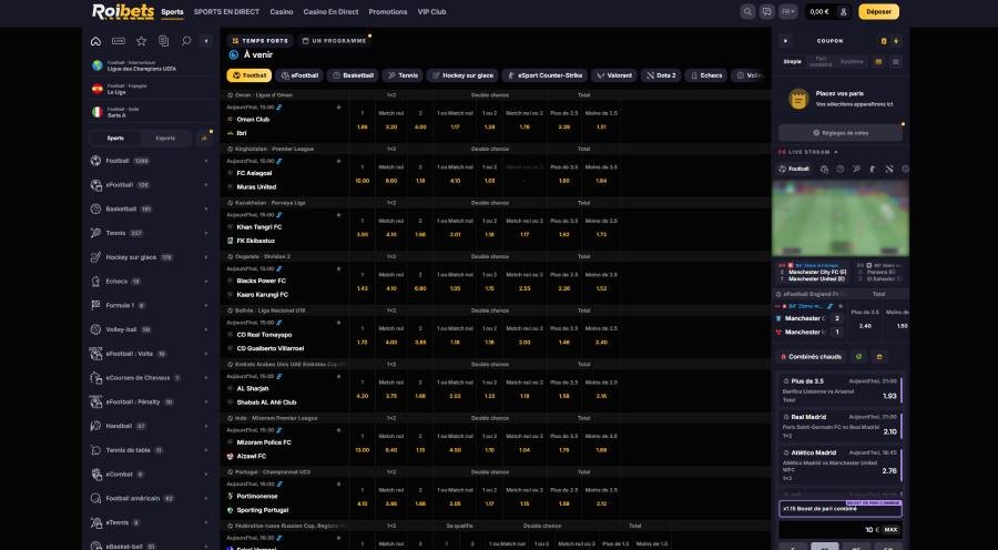 Roibets Casino page des paris sportifs