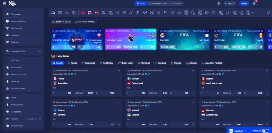 slotneo sports SlotNeo Casino sports section