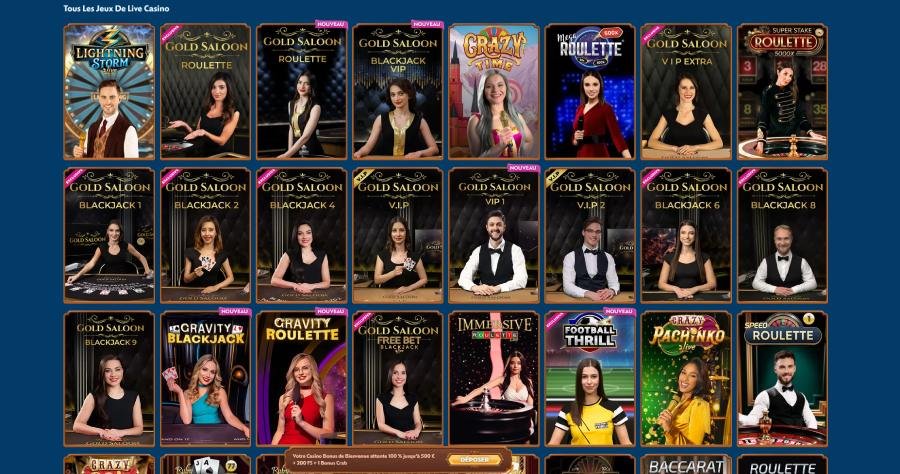 WinBay Casino live casino page