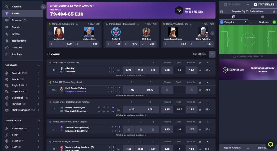 Winzter Casino sports page