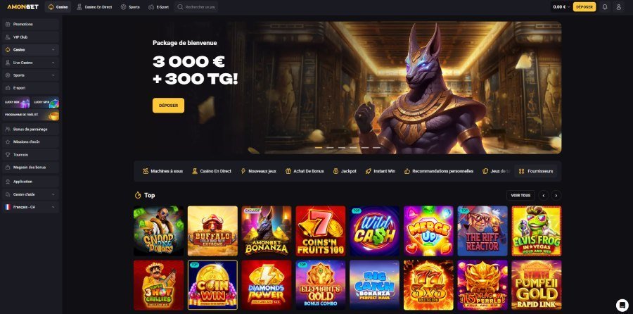 AmonBet Casino homepage