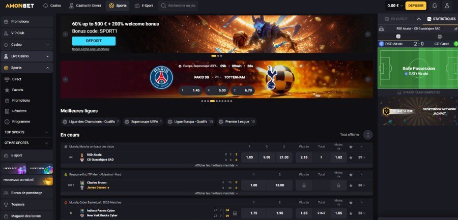AmonBet Casino sports betting page