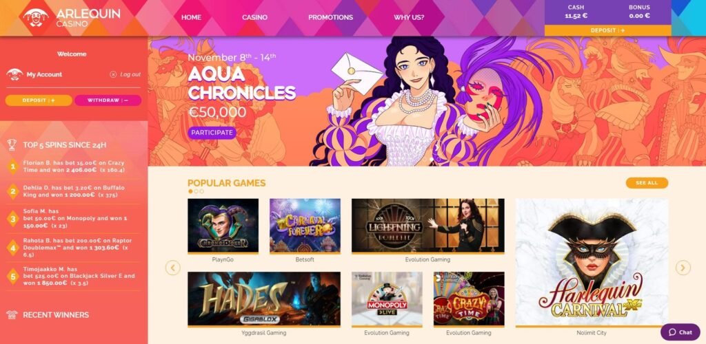 arlequin home Arlequin casino Homepage