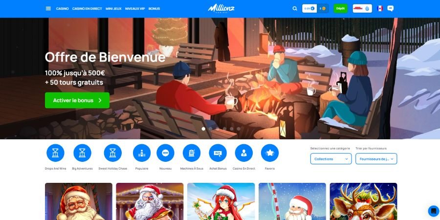 Millionz Casino homepage