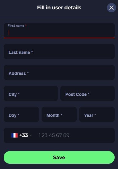 PitBet Casino registration page 2/2