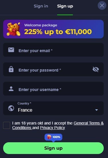 PitBet Casino registration page 1/2