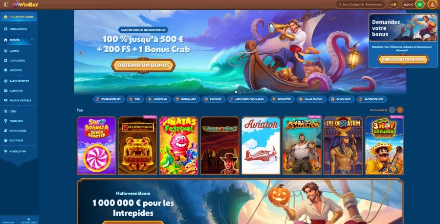 Winbay Casino homepage