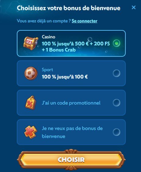 Winbay Casino sign-up step 1