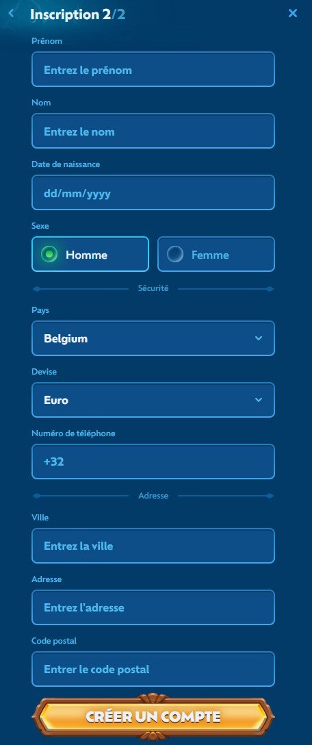 Winbay Casino sign-up step 3
