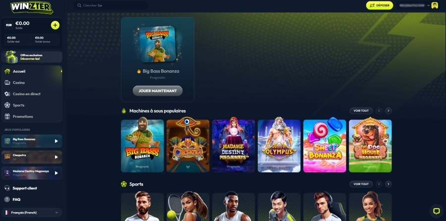 Winzter Casino homepage