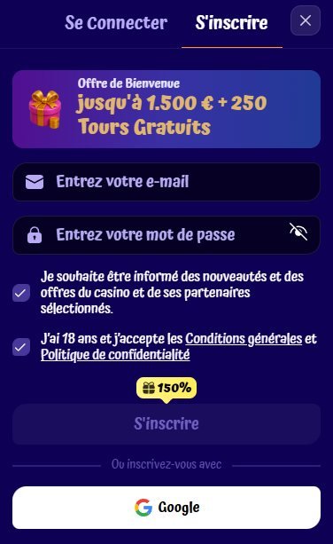 spingranny signup Spingranny Casino sign-up step 1