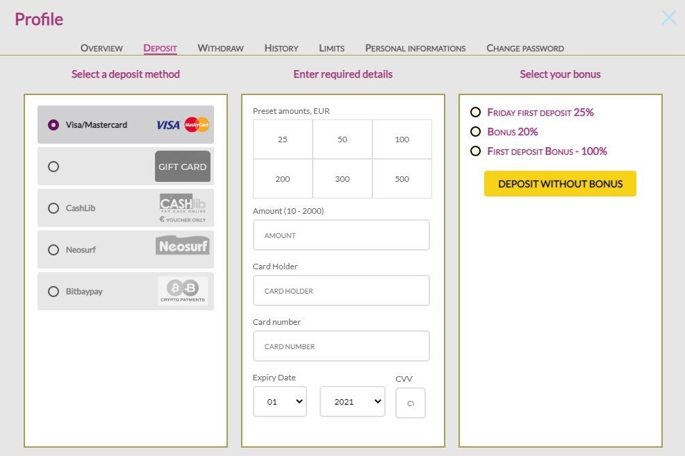 Prince Ali Casino deposit