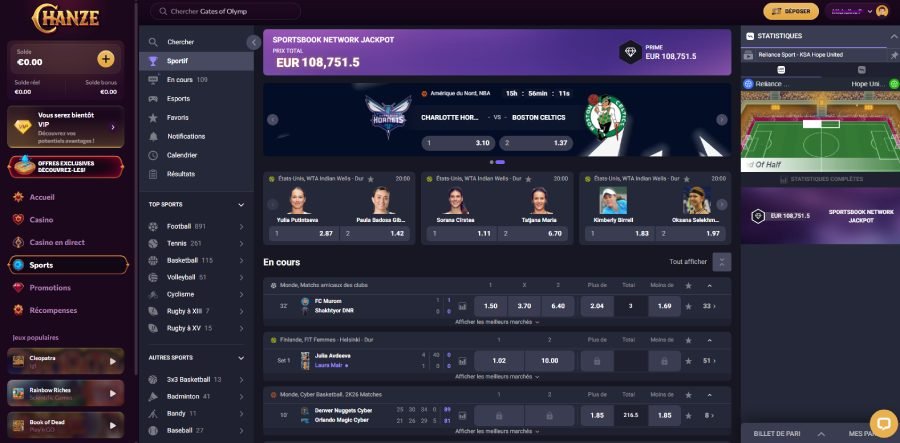 Chanze Casino sport section