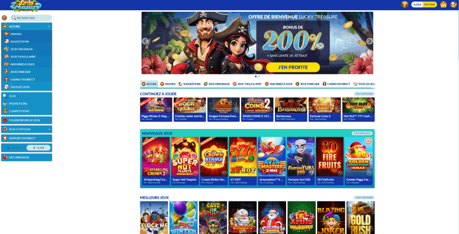 Lucky Treasure Casino homepage
