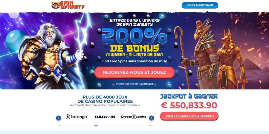 Spin Dynasty Casino homepage