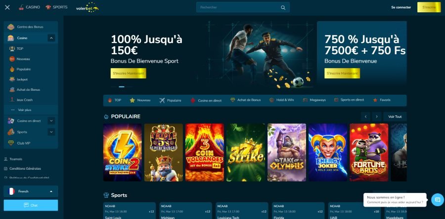 Volerbet Casino homepage