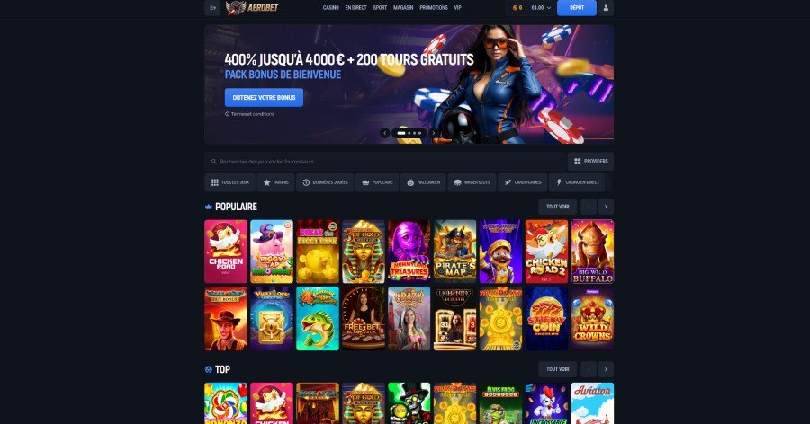 aerobet home Aerobet Casino homepage