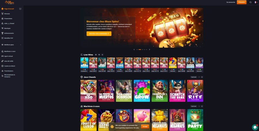 Blazespins Casino homepage
