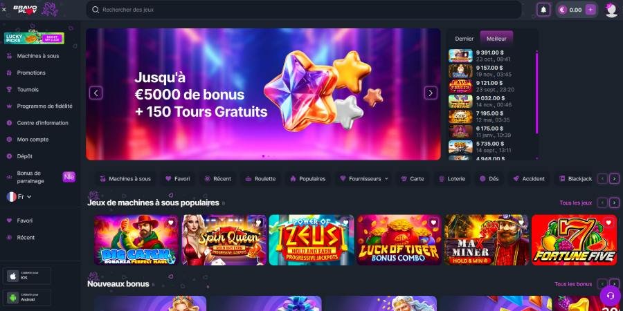 BravoPlay Casino homepage