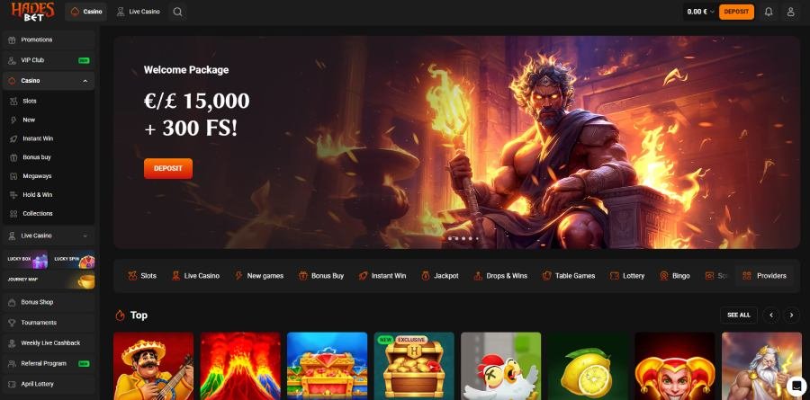hadesbet home HadesBet Casino homepage