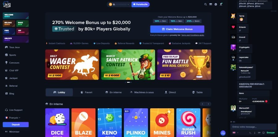 jacks club home Jacks Club Casino homepage