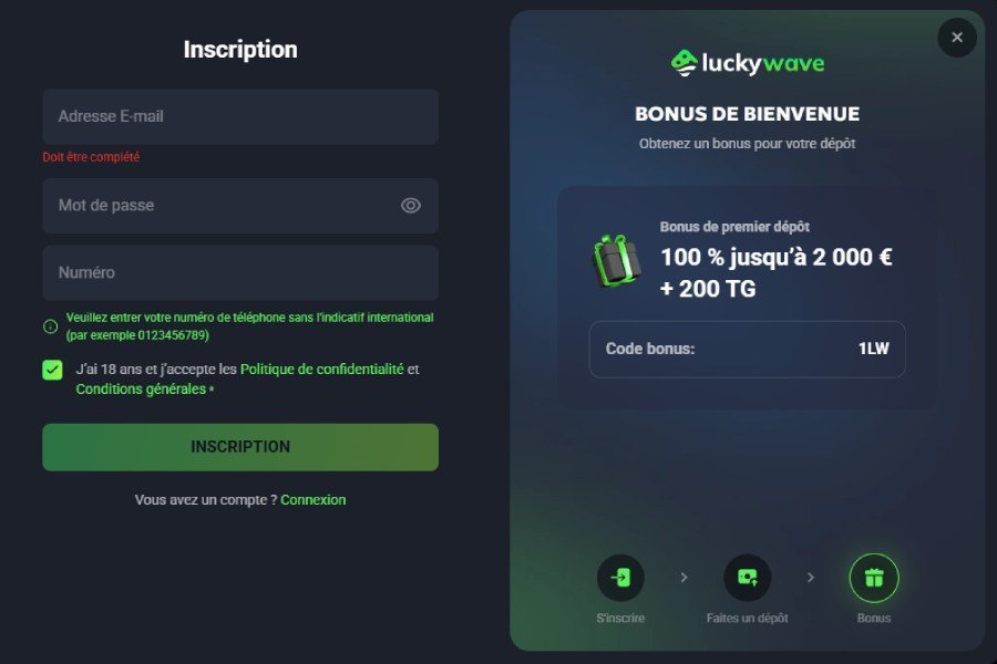 luckywave signup LuckyWave Casino sign-up