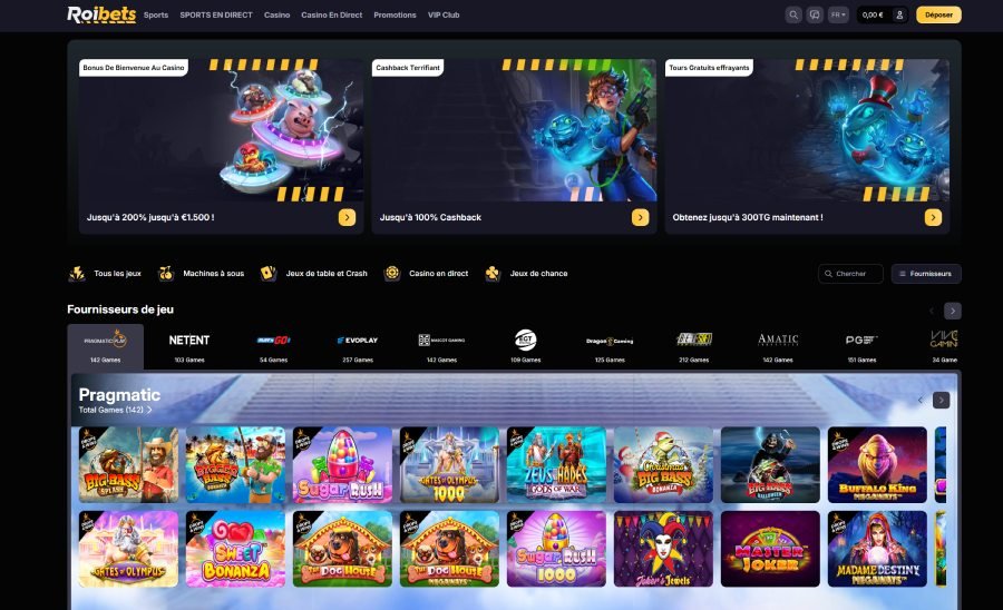 Roibets Casino homepage
