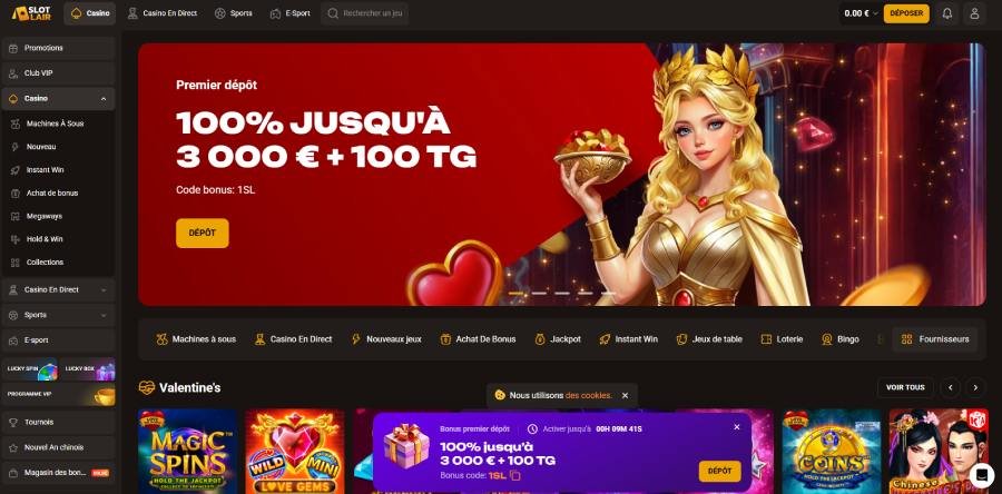 Slotlair Casino homepage