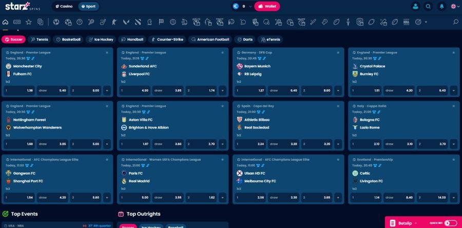 StarzSpins Casino sports section