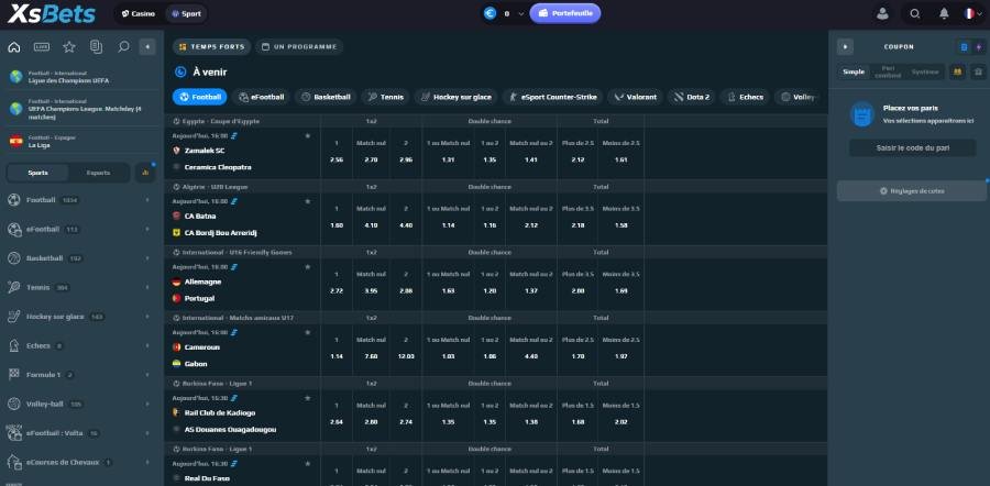 XsBets Casino sports section